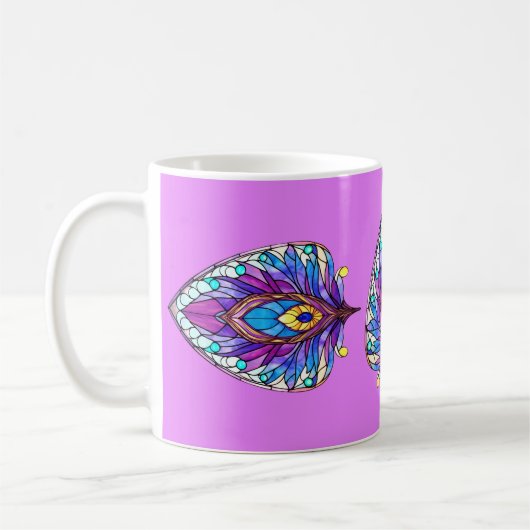 Art Nouveau Art verkleidet Glass Peacock Feather Kaffeetasse (Links)