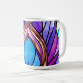 Art Nouveau Art verkleidet Glass Peacock Feather Kaffeetasse (VorderseiteRechts)