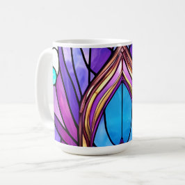 Art Nouveau Art verkleidet Glass Peacock Feather Kaffeetasse