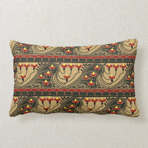Art Nouveau Arts & Crafts Dragonfly Floral Frieze Lendenkissen