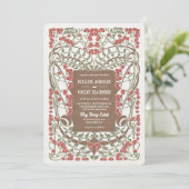 Art Nouveau August Berries Hochzeit Einladung (Stehend Vorderseite)