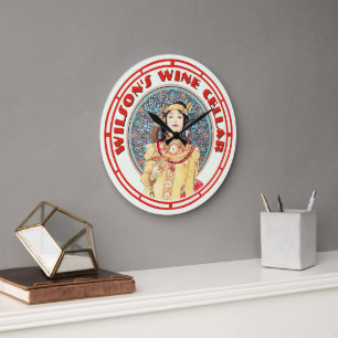Art Nouveau aus der viktorianischen Ära von Mucha Große Wanduhr
