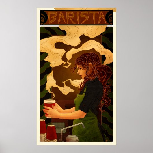 Art Nouveau Barista (Plakat/Druck) Poster (Vorne)