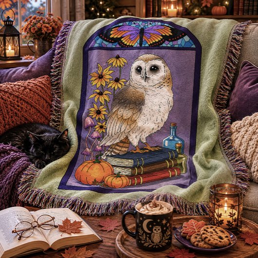 Art Nouveau Barn Owl Pumpkins Bücher Decke