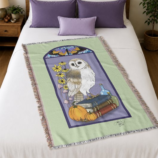 Art Nouveau Barn Owl Pumpkins Bücher Decke