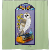 Art Nouveau Barn Owl Pumpkins Bücher Duschvorhang (Vorderseite)