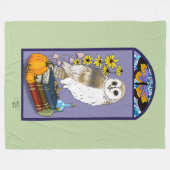 Art Nouveau Barn Owl Pumpkins Bücher Fleecedecke (Vorderseite (Horizontal))