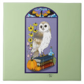 Art Nouveau Barn Owl Pumpkins Bücher Fliese (Vorderseite)
