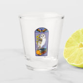 Art Nouveau Barn owl Pumpkins Bücher Schnapsglas (Vorderseite)