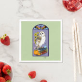 Art Nouveau Barn Owl Pumpkins Bücher Serviette (Beispiel)