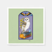 Art Nouveau Barn Owl Pumpkins Bücher Serviette (Vorderseite)