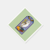 Art Nouveau Barn Owl Pumpkins Bücher Serviette (Ecke)