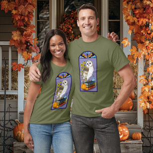 Art Nouveau Barn Owl Pumpkins Bücher T-Shirt