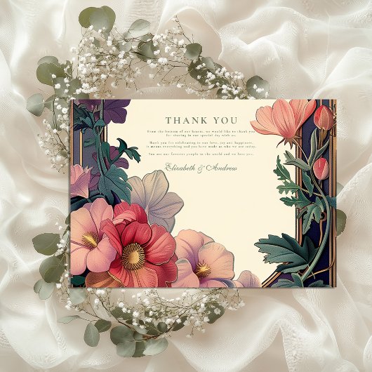 Art Nouveau Barock Border Floral Wedding Dankeskarte