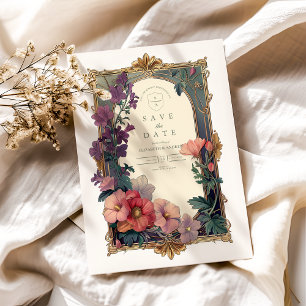 Art Nouveau Barock Border Floral Wedding Save The Date