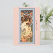 Art Nouveau Beautiful Bride Wedding RSVP Card (Stehend Vorderseite)