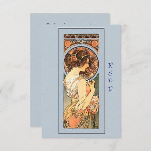 Art Nouveau Beautiful Bride Wedding RSVP Card (Vorne/Hinten)