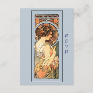 Art Nouveau Beautiful Bride Wedding RSVP Card Karte