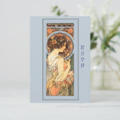 Art Nouveau Beautiful Bride Wedding RSVP Card Karte (Stehend Vorderseite)