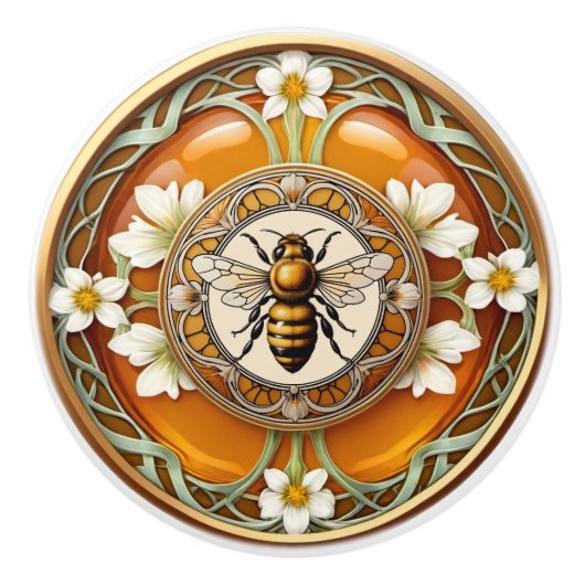 Art Nouveau Bee Keramikknauf (Vorderseite)