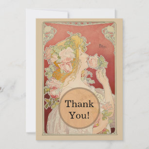 Art Nouveau Belle Époque Dame Rosen Livemont Dankeskarte
