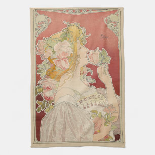 Art Nouveau Belle Époque Dame Rosen Livemont Geschirrtuch