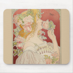 Art Nouveau Belle Époque Dame Rosen Livemont Mousepad