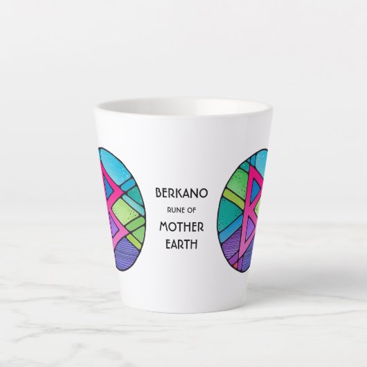 Art Nouveau Berkano Rune Latte Tasse - Mutter Erde (Vorderseite)