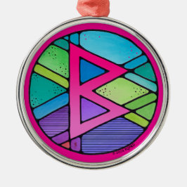 Art Nouveau Berkano Rune of Mother Earth Ornament Aus Metall