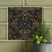 Art Nouveau Berry Botanical Floral Dark Ceramic Ti Fliese