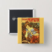 Art Nouveau Bicycle Mucha Art Collection Button (Vorne & Hinten)