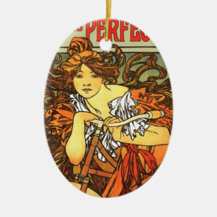 Art Nouveau Bicycle Mucha Art Collection Keramik Ornament