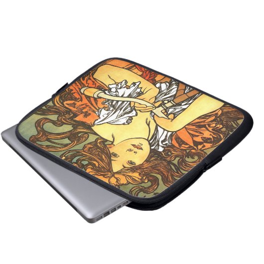 Art Nouveau Bicycle Mucha Art Collection Laptopschutzhülle (Vorne Knopf)