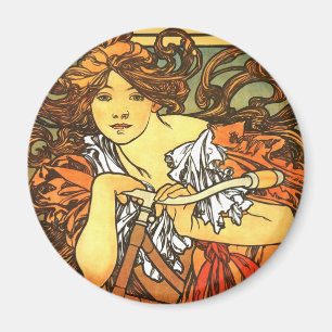 Art Nouveau Bicycle Mucha Art Collection Magnet