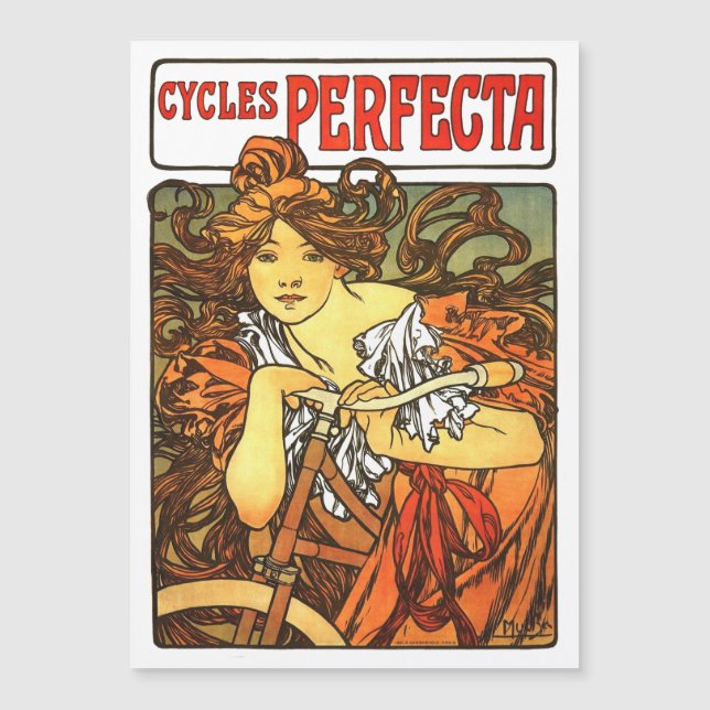 Art Nouveau Bicycle Mucha Art Collection Magnetkarte (Vorderseite)