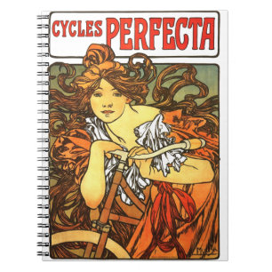 Art Nouveau Bicycle Mucha Art Collection Notizblock