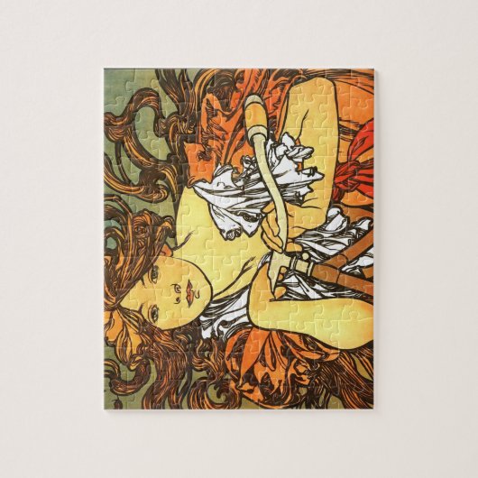 Art Nouveau Bicycle Mucha Art Collection Puzzle (Vertikal)