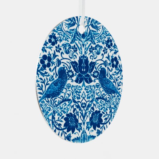 Art Nouveau Bird and Blume Tapestes, Blue & White Ornament Aus Metall (Vorderseite Rechts)