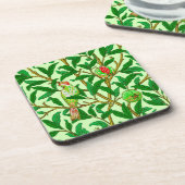 Art Nouveau Bird and Pomegranate, Limes Green Getränkeuntersetzer (Linke Seite)