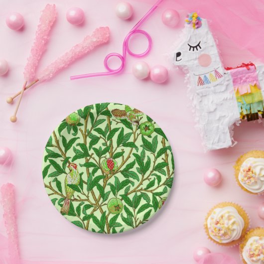 Art Nouveau Bird and Pomegranate, Limes Green Pappteller (Party)