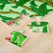 Art Nouveau Bird and Pomegranate, Limes Green Puzzle (Seite)