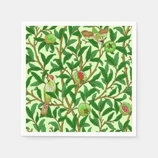 Art Nouveau Bird and Pomegranate, Limes Green Serviette (Vorderseite)