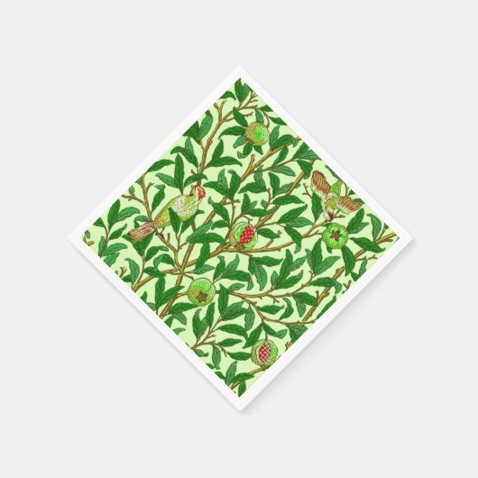 Art Nouveau Bird and Pomegranate, Limes Green Serviette (Ecke)