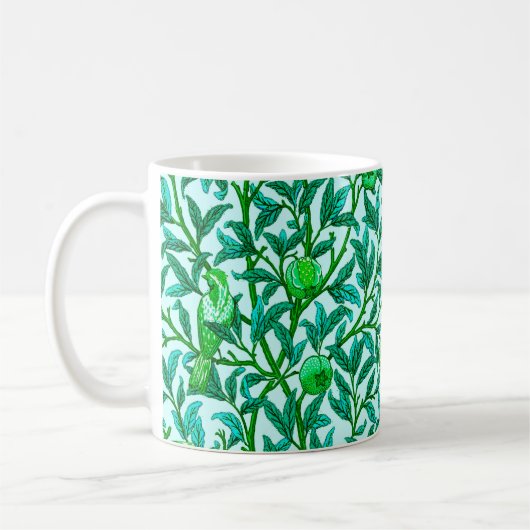 Art Nouveau Bird and Pomegranate, Turquoise & Aqua Kaffeetasse (Links)