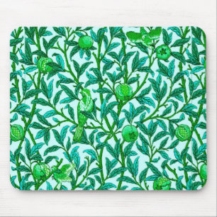 Art Nouveau Bird and Pomegranate, Turquoise & Aqua Mousepad