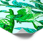 Art Nouveau Bird and Pomegranate, Turquoise & Aqua Poster (Ecke)