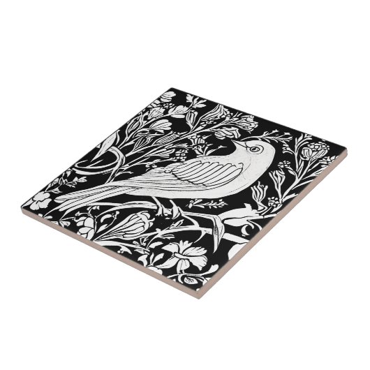 Art Nouveau Bird auf einer Zweigniederlassung mit Fliese (Seite)