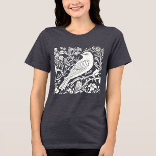 Art Nouveau Bird auf einer Zweigniederlassung mit  Tri-Blend Shirt