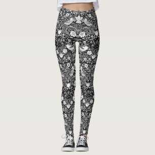 Art Nouveau Bird & Blume Tapestes, Black & White Leggings
