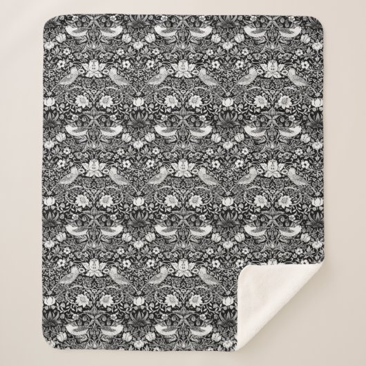 Art Nouveau Bird & Blume Tapestes, Black & White Sherpadecke (Vorderseite)